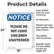 Signmission Please Do Not Leave Children Unattended, 18 in W x Rectangle, Aluminum OS-2PACK-NS-A-1824-V-17394 - alternate 6